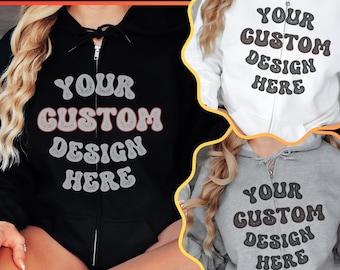 Custom Design Gildan Zip-Up Hoodie, Personalized Hoodie, Custom Printed Sweatshirt, Logo Hoodie, Print Own Tee, Customized Hooded, Unique