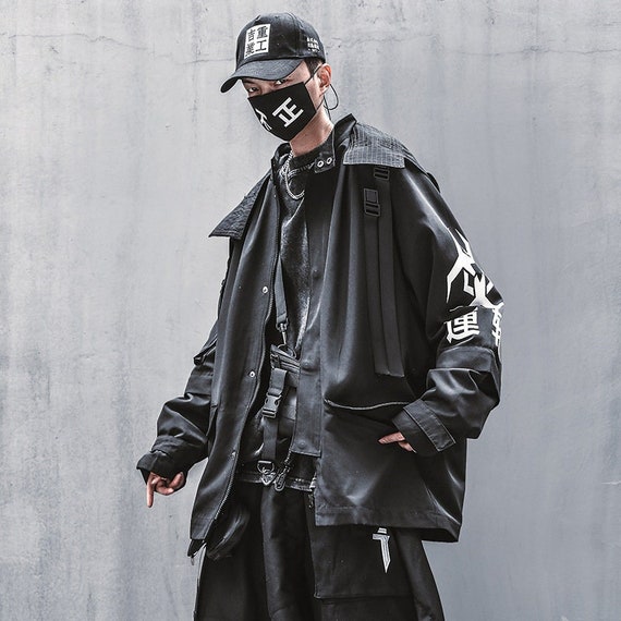Cyberpunk Techwear Jacket Detachable Hood and Sleeve - Etsy
