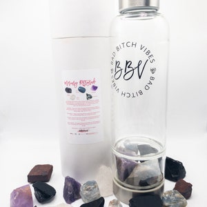 Mercury Retrograde Gemstone Bottle, 16 Oz Crystal Water Bottle, Natural Gemstone Water Bottle, Unique Clear Water Bottle