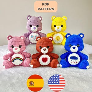 E-book Crochet Pattern Amigurumi Care Bears (English/Spanish)
