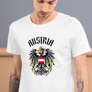 Austria Österreich Unisex T-Shirt, Austrian Coat of Arms, Bundeswappen, Austria Souvenir, Austrian Heritage, Eagle, Black Austria Text