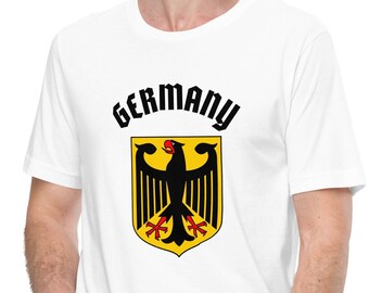 Germany Deutschland Unisex T-Shirt, German Coat of Arms, Bundesadler, Germany Souvenir, German Heritage, Eagle, Black Germany Text