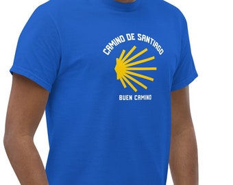 Camino de Santiago Shell White Text Classic Tee T-Shirt, Journey and Pilgrimage Commemorative Gift, The Way of St. James, Buen Camino