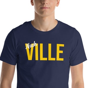 Nashville Tennessee Unisex T-Shirt, Ville, Tennessee Vacation Shirt, Nashville Souvenir Tee, I Love Nashville, Gold and White Text