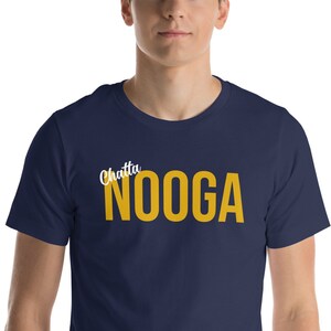 Chattanooga Tennessee Unisex T-Shirt, Nooga, Tennessee Vacation Shirt, Chattanooga Souvenir Tee, I Love Chattanooga, Gold and White Text