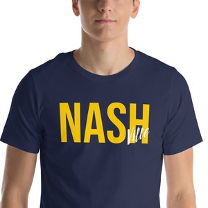 Nashville Tennessee Unisex T-Shirt, Nash, Tennessee Vacation Shirt, Nashville Souvenir Tee, I Love Nashville, Gold and White Text