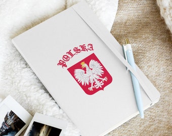 Polska Poland Hardcover Bound Notebook, Travel Journal, Diary, Coat of Arms, Eagle, Polish Heritage, Red Polska Text