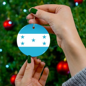 Keramikverzierung, Flagge von Honduras Design - Honduras-Flaggen-Souvenir, Hausweihnachtsdekor, Weihnachtsbaumdekor, Feiertagsdekor