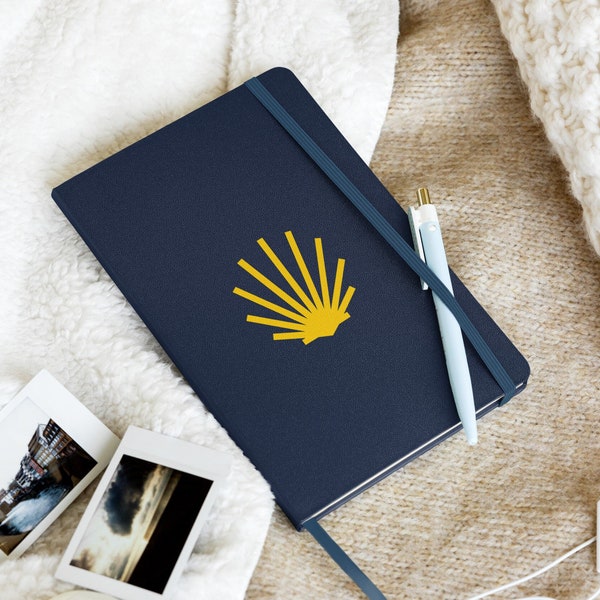 Camino de Santiago Hardcover Bound Notebook, Travel Journal, Diary, Scallop Shell, Pilgrimage, Commemorative Gift, Yellow