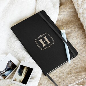 Caderno de capa dura com letra H do monograma, diário, diário, presente para ele, presente para ela, presente para escritores, herança de família, creme vintage