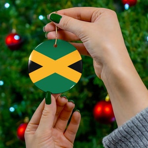 Ceramic Ornament, Flag of Jamaica Design - Jamaican Flag Souvenir, Home Christmas Decor, Christmas Tree Decor, Holiday Decor