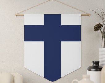 Finnish Flag Pennant Banner, Wall Decor, Finland