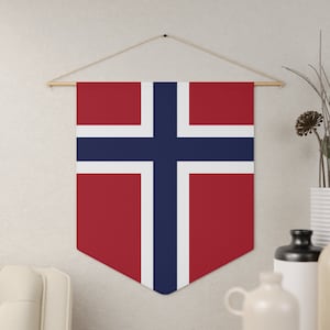 Norwegian Flag Pennant Banner, Wall Decor, Norway