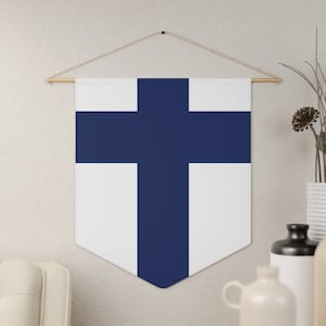 Finnish Flag Pennant Banner, Wall Decor, Finland