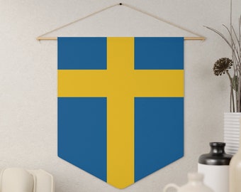 Swedish Flag Pennant Banner, Wall Decor, Sweden