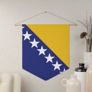 Bosnian and Herzegovinian Flag Pennant Banner, Wall Decor, Flag of Bosnia and Herzegovina