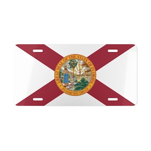 Flag of Florida Vanity License Plate, Florida State Flag Decor, Florida Souvenir, State of Florida Flag, Car Gift, Travel Gift