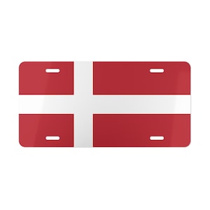 Vlag van Denemarken ijdelheid nummerplaat, autonummerplaat, decor Denemarken, patriottisch geschenk, Deense vlag autolabel, decor Deense vlag