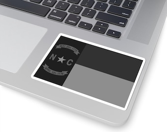 North Carolina State Flag Sticker - Grayscale/Blackout Color Scheme, Kiss-Cut Sticker, Flag of North Carolina, State of NC, Carolina Gift