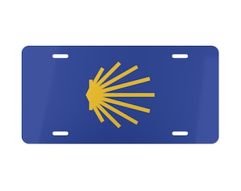 Camino de Santiago Vanity License Plate, Car License Plate, Scallop Shell, Pilgrimage Commemorative Gift, The Way of St. James, Buen Camino