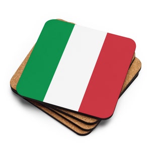 Italy Flag Cork-Back Coaster, Italia, Italian Flag, Travel Souvenir, Home Decor, Drinkware, Gift for Italy Lovers, Single Coaster