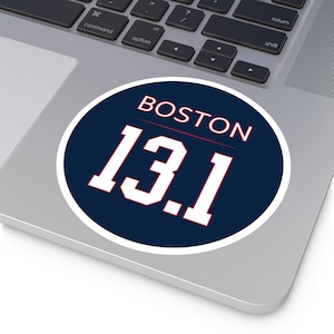 Boston Half Marathon 13.1 Run Distance Sticker, Boston Sports Inspired, Vinyl, Car Decal, Bumper Sticker, Laptop Sticker, Navy White Red