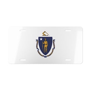 Flag of Massachusetts Vanity License Plate, Massachusetts State Flag Decor, Massachusetts Souvenir, State of Massachusetts Flag, Travel Gift