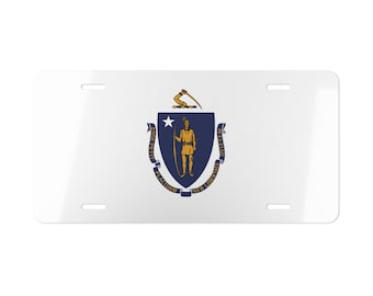 Flag of Massachusetts Vanity License Plate, Massachusetts State Flag Decor, Massachusetts Souvenir, State of Massachusetts Flag, Travel Gift