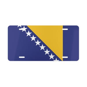 Vlag van Bosnië en Herzegovina ijdelheid nummerplaat, autonummerplaat, Bosnisch en Herzegovina vlag decor, patriottisch cadeau, vlag autolabel