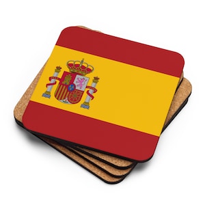 Flag of Spain Cork-Back Coaster, España, Spanish Flag, Travel Souvenir, Home Decor, Drinkware, Gift for Spain Lovers, Single Coaster
