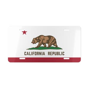 Matrícula personalizada con la bandera de California, decoración con la bandera del estado de California, recuerdo de California, bandera del estado de California, regalo para el coche, regalo de viaje