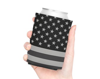 アメリカ国旗の黒とグレーの缶クーラー - USAギフト、愛国的なドリンク