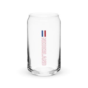 Nederland National Flag Can-shaped glass, The Netherlands, Holland, de Nederlandse vlag, Dutch Flag with Red Outline Text Design