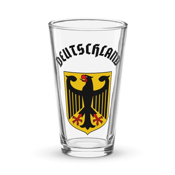 Deutschland Germany Shaker Pint Glass, German Coat of Arms, Bundesadler, Germany Souvenir, German Heritage, Eagle, Black Deutschland Text