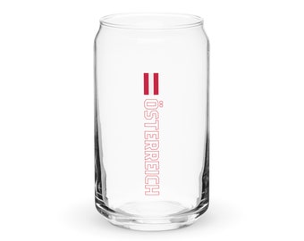 Austria Österreich National Flag Can-shaped glass, Austrian Flag with Red Outline Text Design