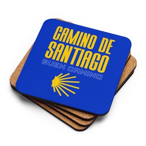 Camino de Santiago Cork-Back Coaster, Buen Camino, Regalo Conmemorativo de Peregrinación, El Camino de Santiago, Recuerdo de Viaje, Montaña Rusa Única