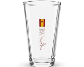 España Spanien Nationalflagge Shaker Pint Glas, Bandera de España, Vertikale spanische Flagge mit rotem Umriss Textdesign