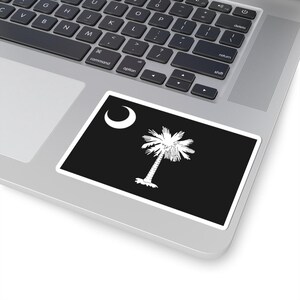 South Carolina State Flagge Aufkleber - Graustufen / Blackout Farbschema, Kiss-Cut Aufkleber, Flagge von South Carolina, Bundesstaat SC, Carolina Geschenk