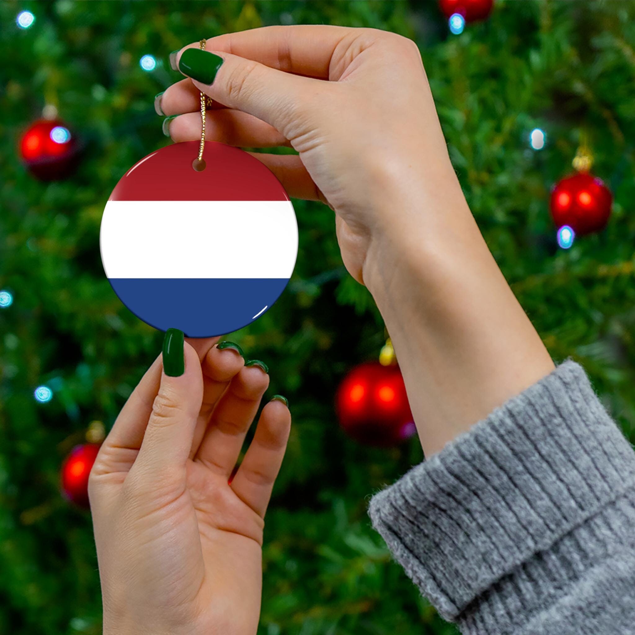 Ceramic Ornament, Flag of The Netherlands Design - Dutch Flag Souvenir, Holland, Home Christmas Decor, Christmas Tree Decor, Holiday Decor