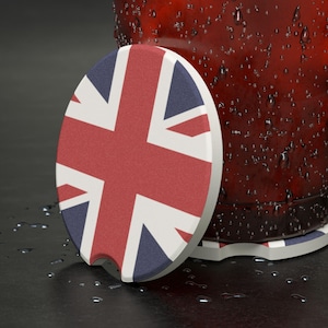 Soapstone Car Coaster - Flag of the United Kingdom Design, British Flag, UK Gift, Britain Gift, I Love the UK, Union Jack, Car Gift