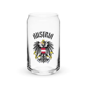 Austria Österreich Can-Shaped Glass, Austrian Coat of Arms, Bundeswappen, Austria Souvenir, Austrian Heritage, Eagle, Black Austria Text