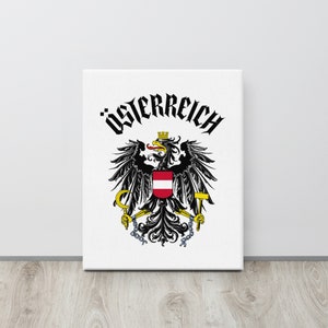 Austria Österreich Canvas, Austrian Coat of Arms, Bundeswappen, Austria Souvenir, Austrian Heritage, Eagle, Black Österreich Text