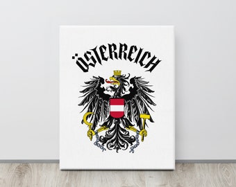 Österreich Österreich Leinwand, Österreichisches Wappen, Bundeswappen, Austria Souvenir, Austria Heritage, Adler, Schwarzer Österreich Text