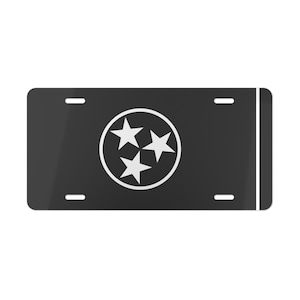 Flag of Tennessee Vanity License Plate in Grayscale, Tennessee State Flag Decor, Tennessee Souvenir, State of Tennessee, Blackout Color