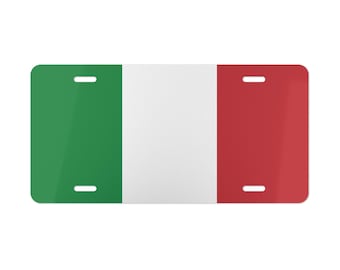 Placa de matrícula personalizada con la bandera de Italia, placa de matrícula de coche, decoración italiana, regalo patriótico, placa de coche con la bandera italiana, decoración con la bandera de Italia, Italia