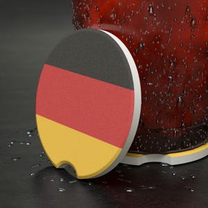Sottobicchieri per auto in pietra ollare - Design bandiera tedesca, bandiera della Germania, regalo Germania, regalo tedesco, amo la Germania, sottobicchieri per auto, accessori per veicoli