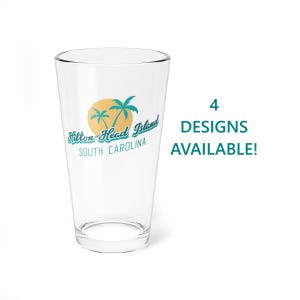 Bicchiere da pinta Hilton Head Island, bicchiere da miscelazione, bicchiere da 16 once - regalo della Carolina del Sud, stoviglie estive, regalo per la casa sulla spiaggia, 4 design disponibili