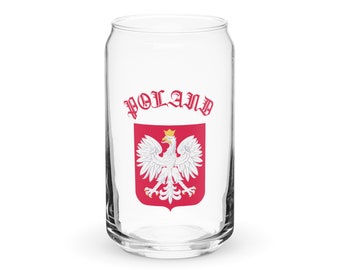 Vetro a forma di lattina della Polonia Polska, stemma polacco, Godło, souvenir della Polonia, patrimonio polacco, aquila, testo rosso della Polonia