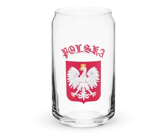 Vetro a forma di lattina Polska Polonia, stemma polacco, Godło, souvenir polacco, patrimonio polacco, aquila, testo rosso Polska