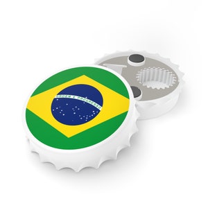 Brazil Flag Bottle Opener, Brazilian Flag Decor, Bar Gift, Travel Gift, Beer Gift, Soda Gift